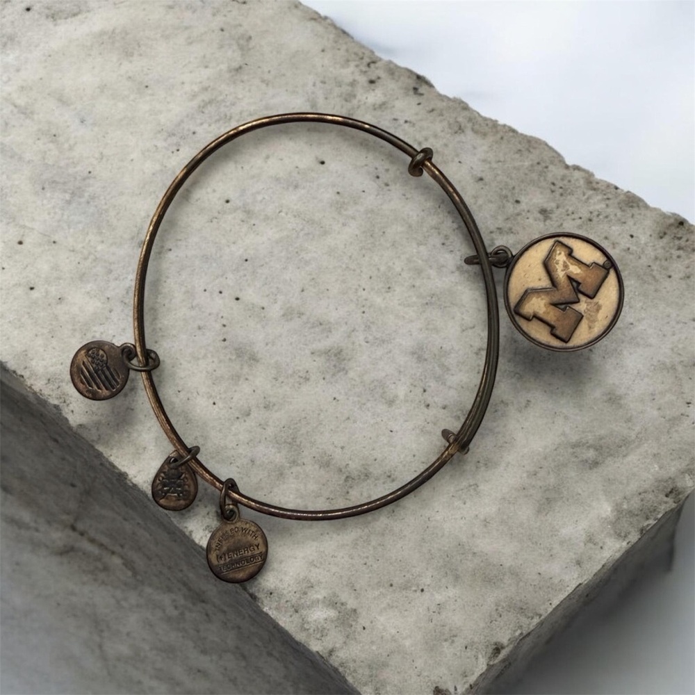Alex and Ani Brass University of Michigan bangle wire Bracelet..